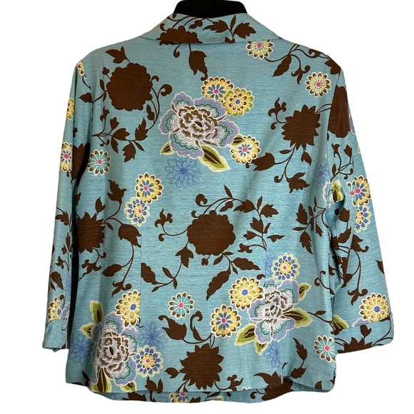 Silk Land Large Embellished Silk Blouse/Jacket with 3/4 length sleeves V neck - Picture 3 of 6